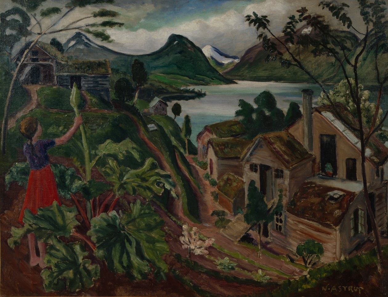 Rhubarb and Young Girl at Sandalstrand by Nikolai Astrup