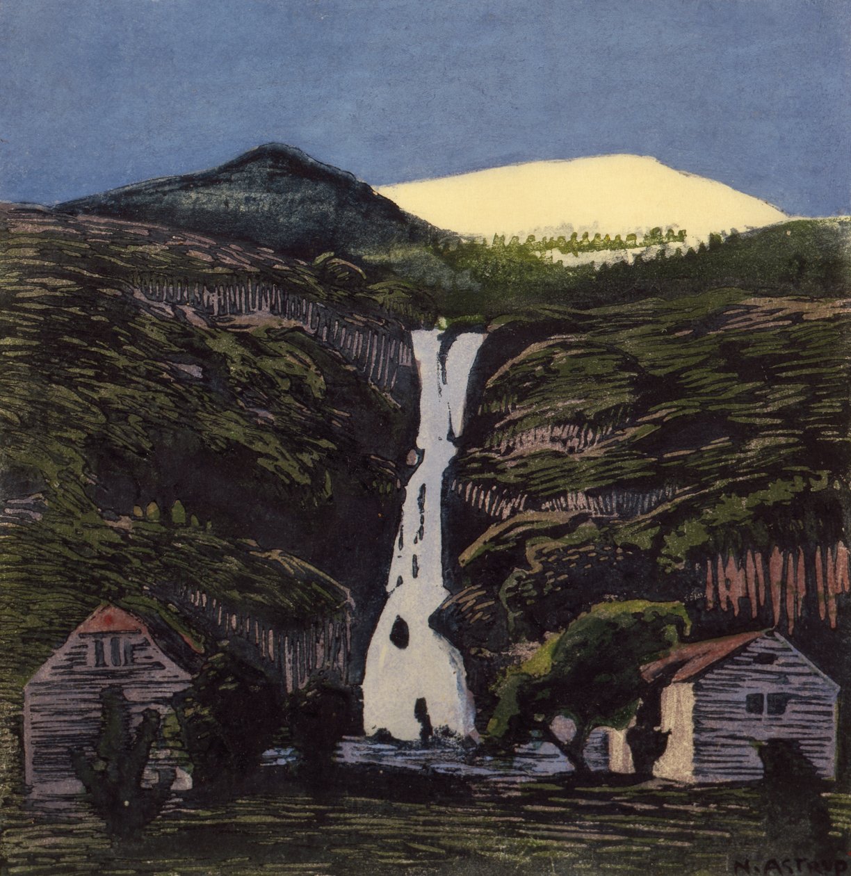 Waterfall and Glacier by Nikolai Astrup