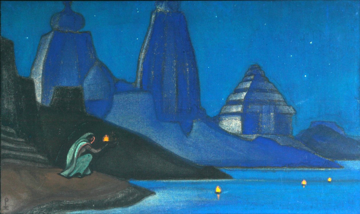 Flame of Happiness Lights on the Ganges, 1947 by Nikolai Konstantinowitsch Roerich