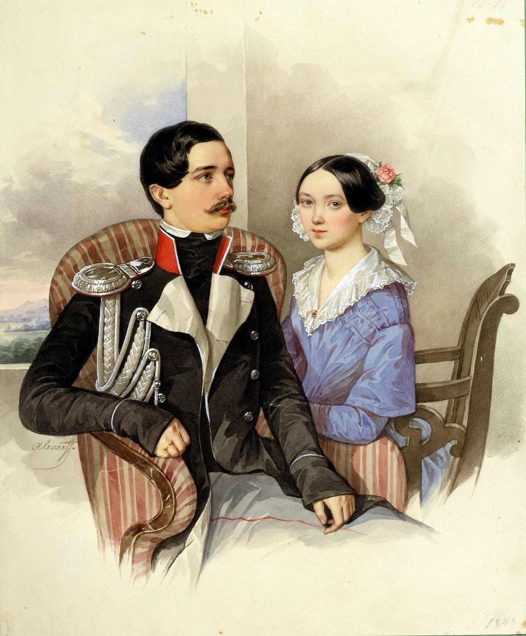Portrait of Count Jakov Karlovich Sievers and Countess Vera Mikhaylovna by Nikolai Mikhailovich Alexeyev