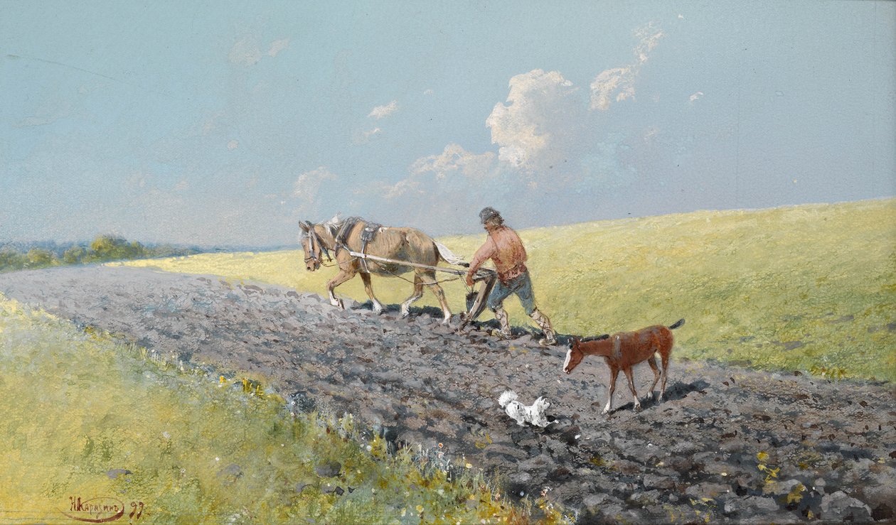 Ploughing the Field by Nikolai Nikolayevich Karasin