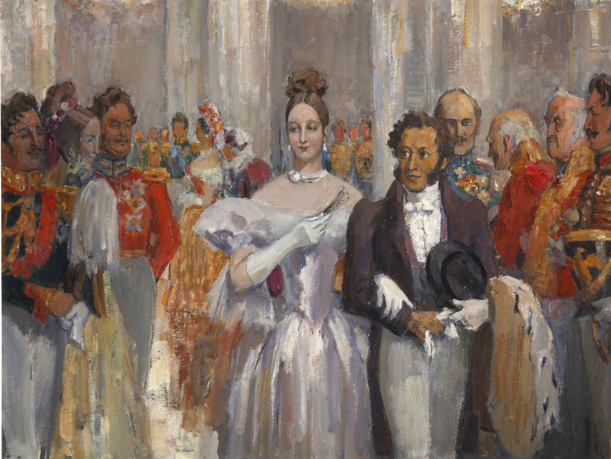 Alexander Pushkin with his wife at the ball by Nikolai Pavlovich Ulyanov