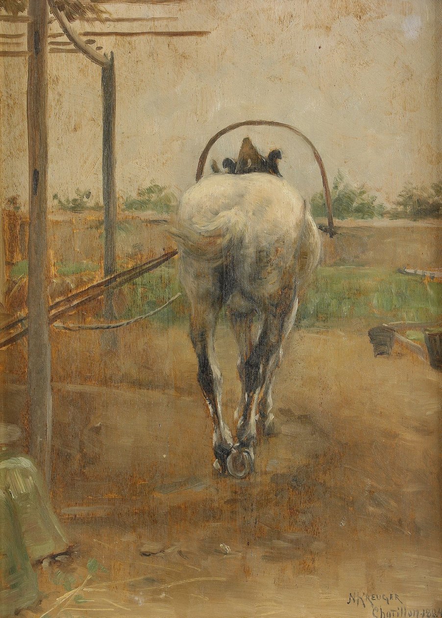 Labor - Horse Pulling a Threshing Machine by Nils Kreuger
