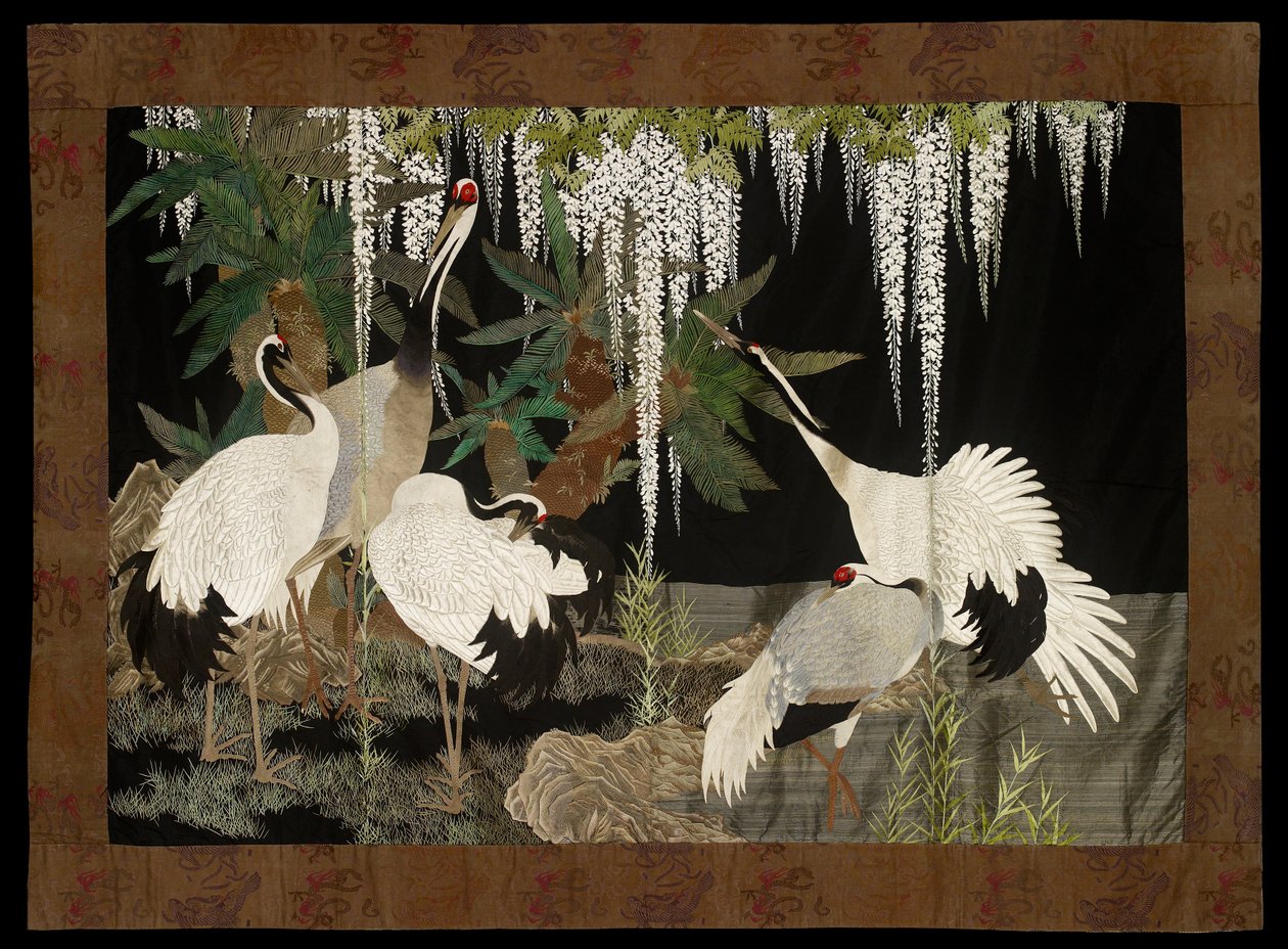 Cranes, cycads, and wisteria, c1905 by Nishimura Sozaemon