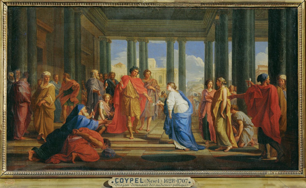 Emperor Trajan during a public audience by Noël Coypel