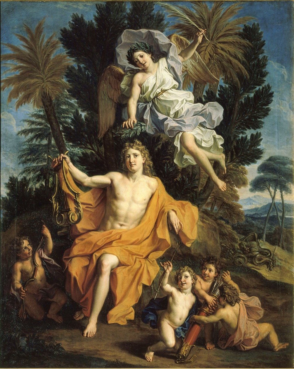Apollo Crowned by Victory after Having Slayed Python by Noël Coypel