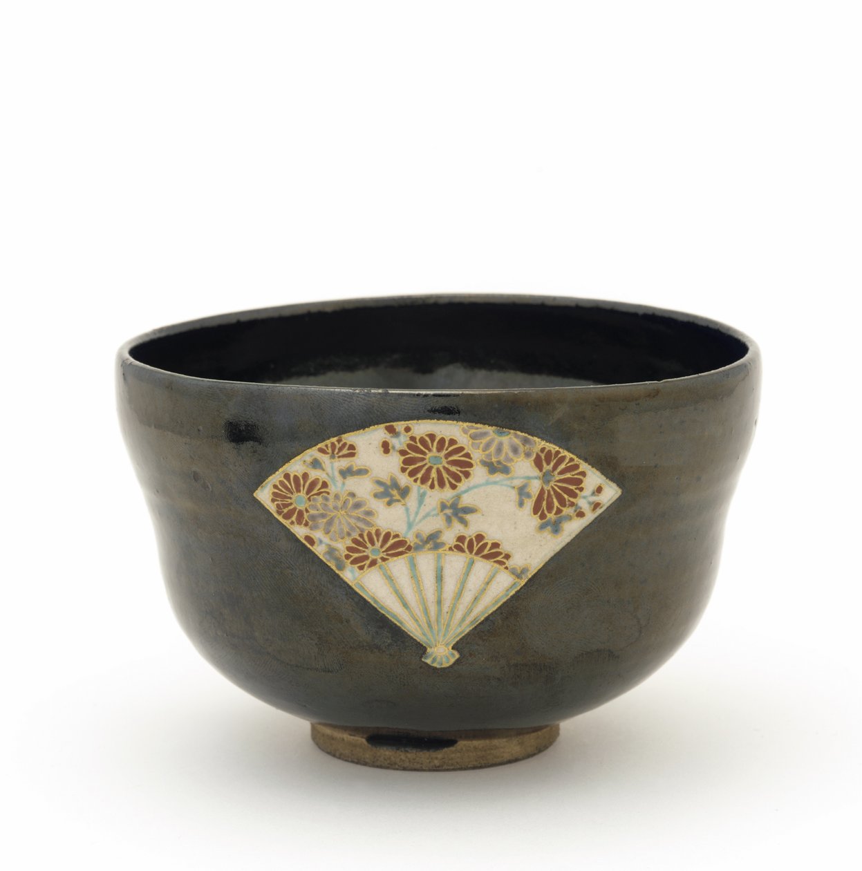 Tea Bowl with Reserve Design of Fans, Kyoto, Kyoto-fu, Edo period, mid-17th century by Nonomura Ninsei