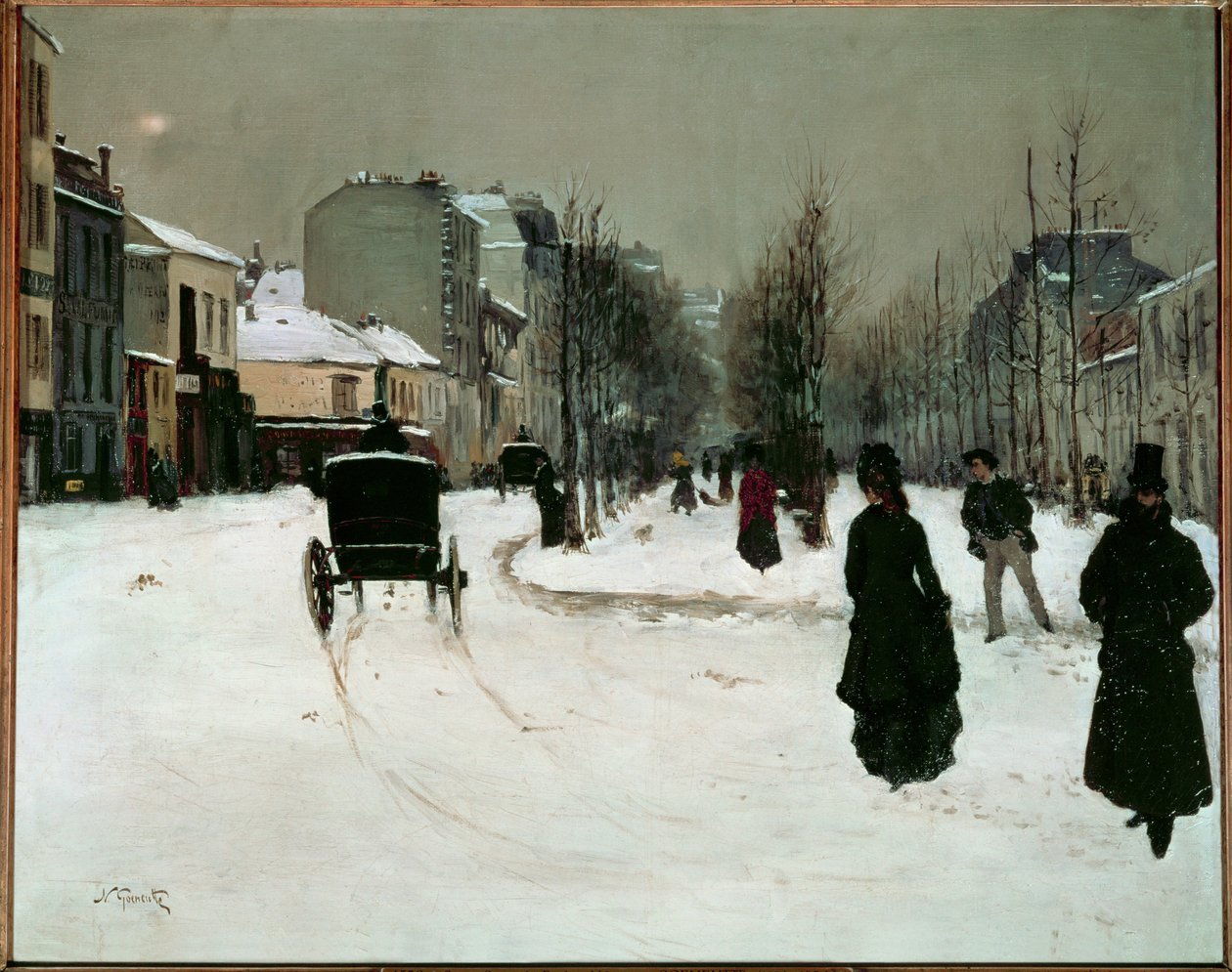 The Boulevard de Clichy Under Snow by Norbert Goeneutte