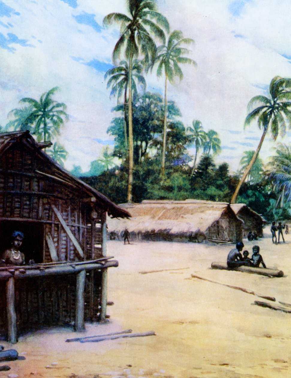 A Village in the Solomon Islands, 1908 by Norman Hardy