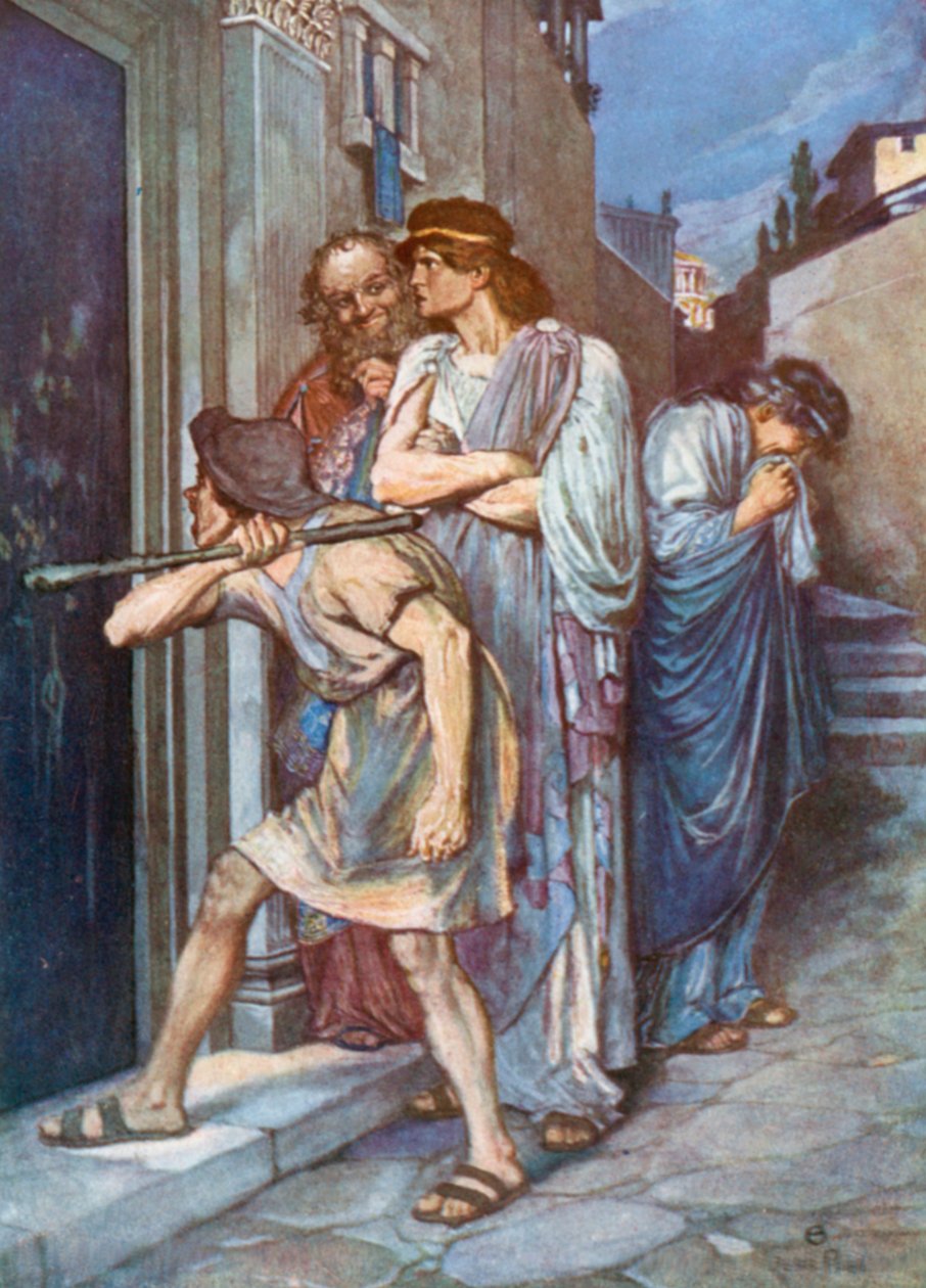 Dromio of Ephesus, "Let My Master In!" The Comedy of Errors – Act III, Scene 1 by Norman Mills (after) Price