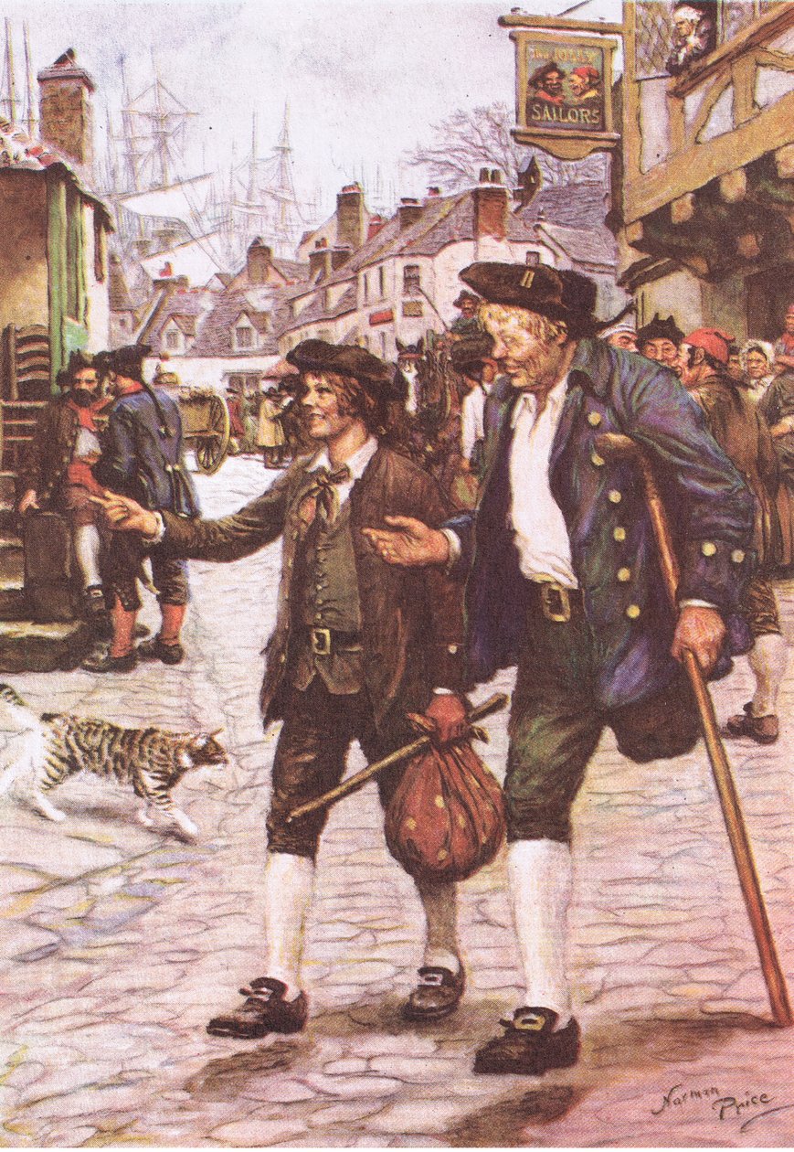 Jim and Long John Silver in Bristol, from Treasure Island