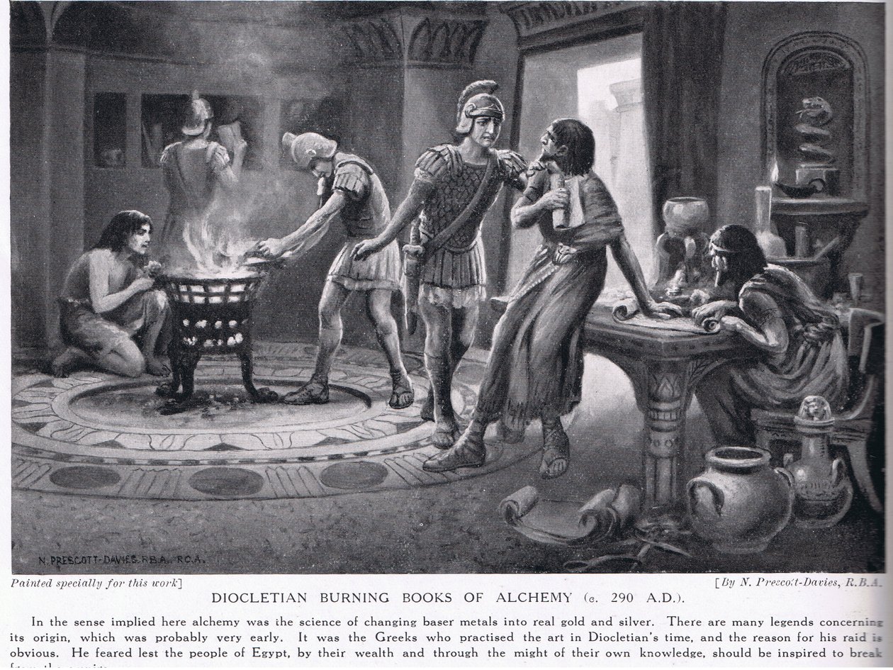 Diocletian Burning Books of Alchemy 290AD by Norman Prescott Davies