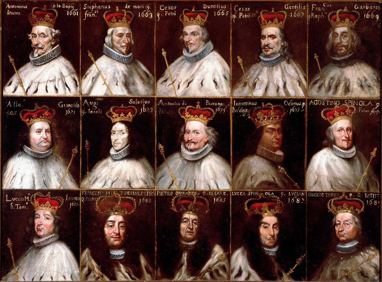 Coat of arms of the Republic of Genoa and portraits of the Doges by Northern Italian School