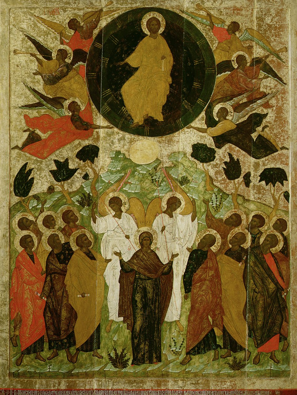 The Ascension of Our Lord, Russian icon from the Malo-Kirillov Monastery, Novgorod School, 1543 by Novgorod School