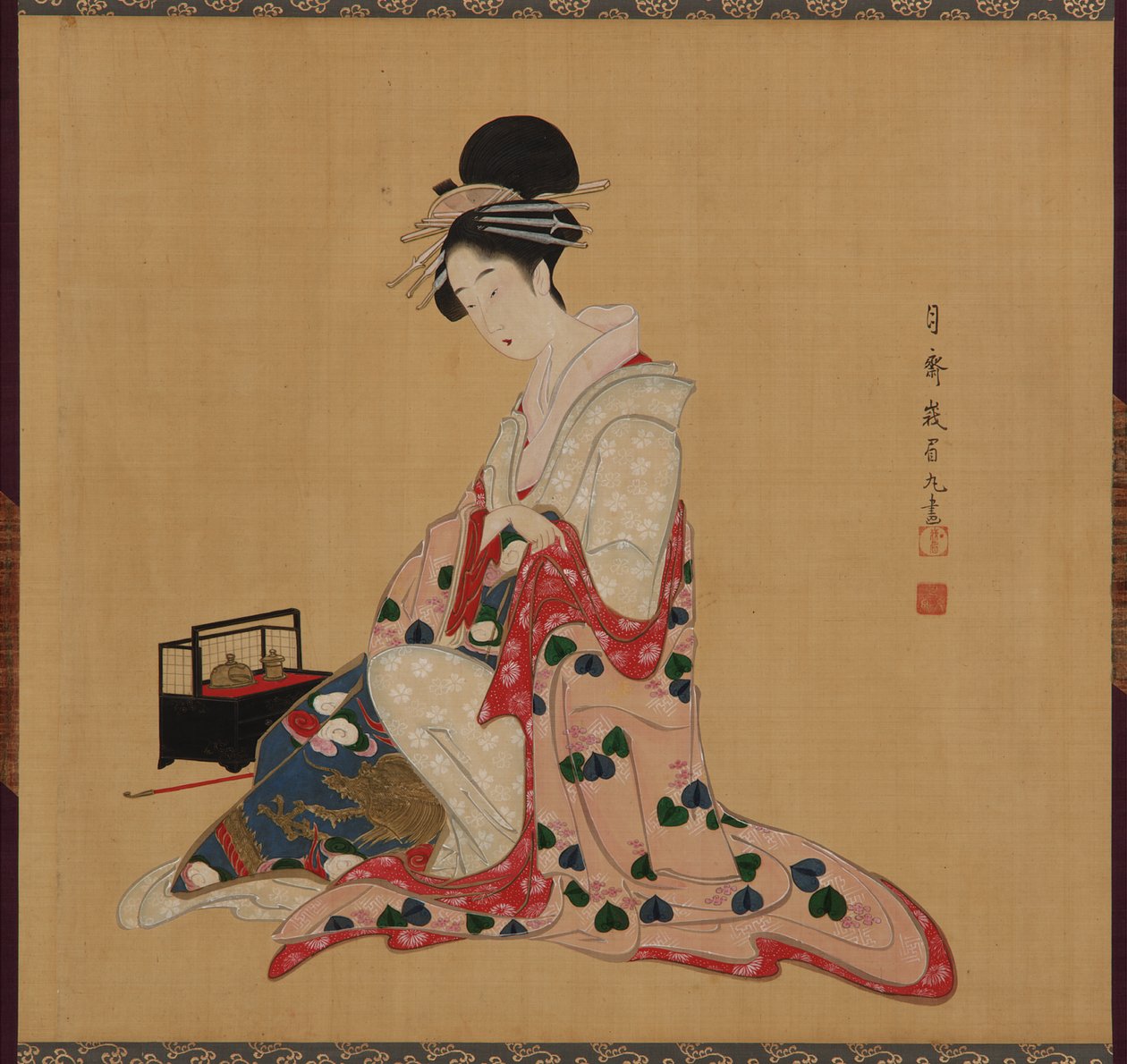 Oiran, Edo period, early-mid 19th century by Numata Gessai