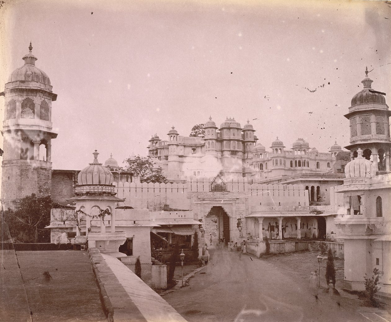 View of the City Palace, with Entrance Gateway in the Foreground, Udaipur by O.S. Baudesson