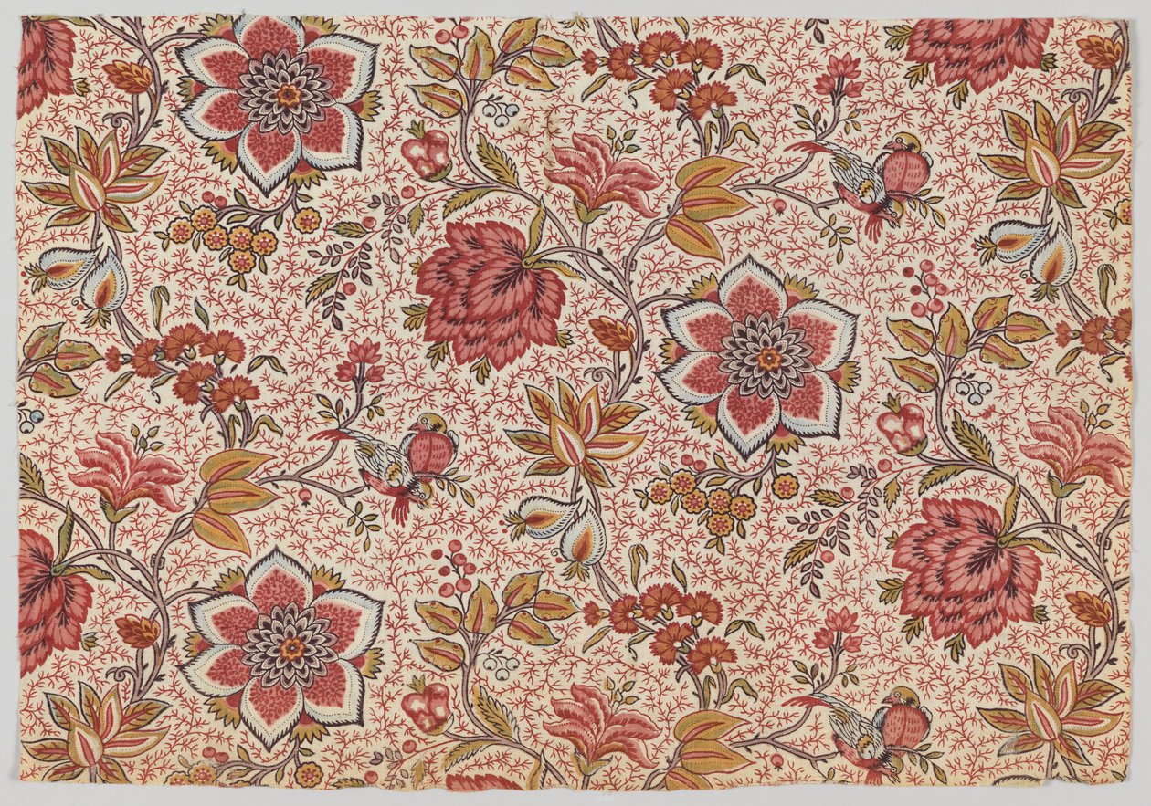 Flowers and Birds on a Background of Dotted Twigs by Oberkampf and Cie.
