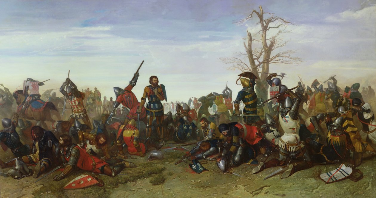 The Battle of Trente in 1350, 1857 by Octave Penguilly l