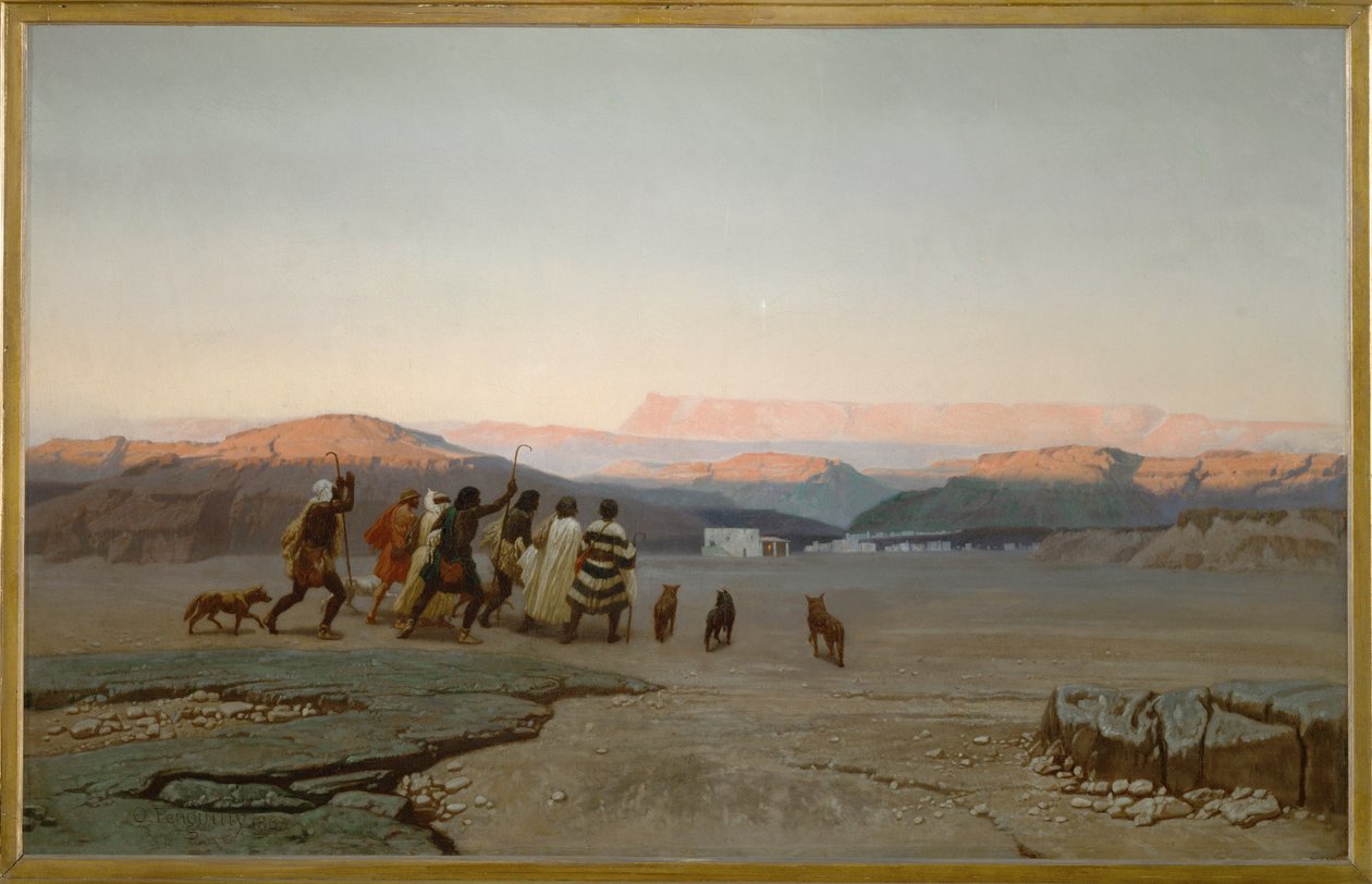 The shepherds follow the star to Bethlehem by Octave Penguilly L