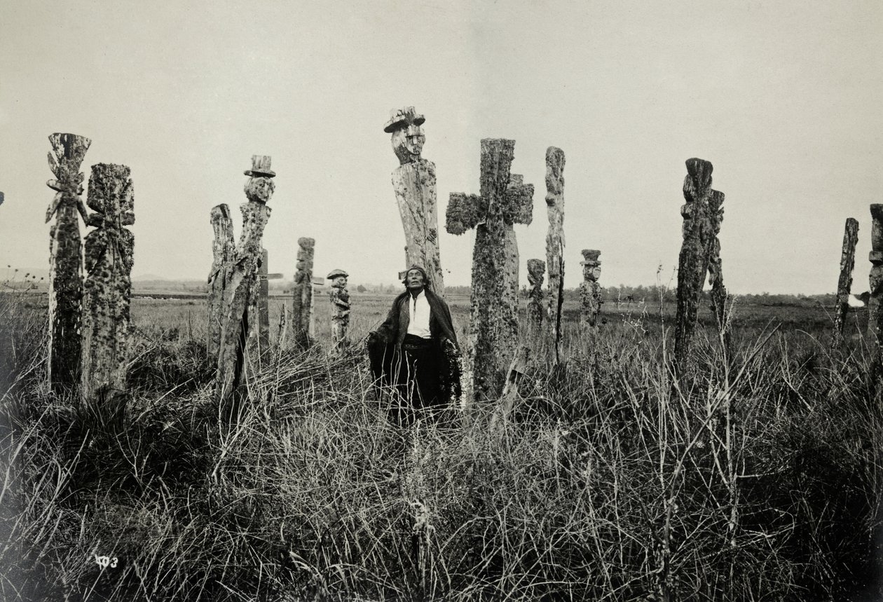 Prayer in the Cemetery, Araucano, Chile by Oder W. Heffer