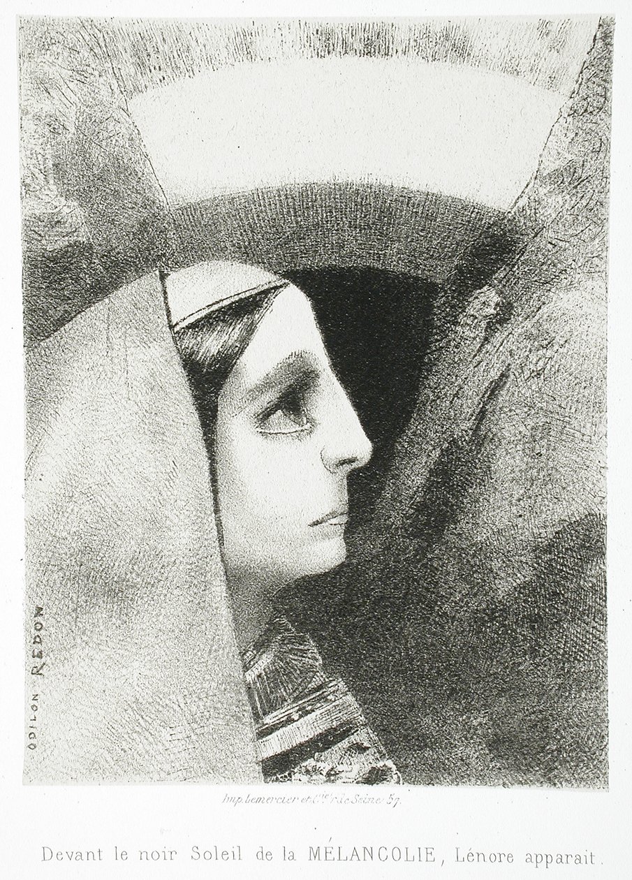 To Edgar Poe (Before the Black Sun of Melancholy, Lenore Appears) by Odilon Redon