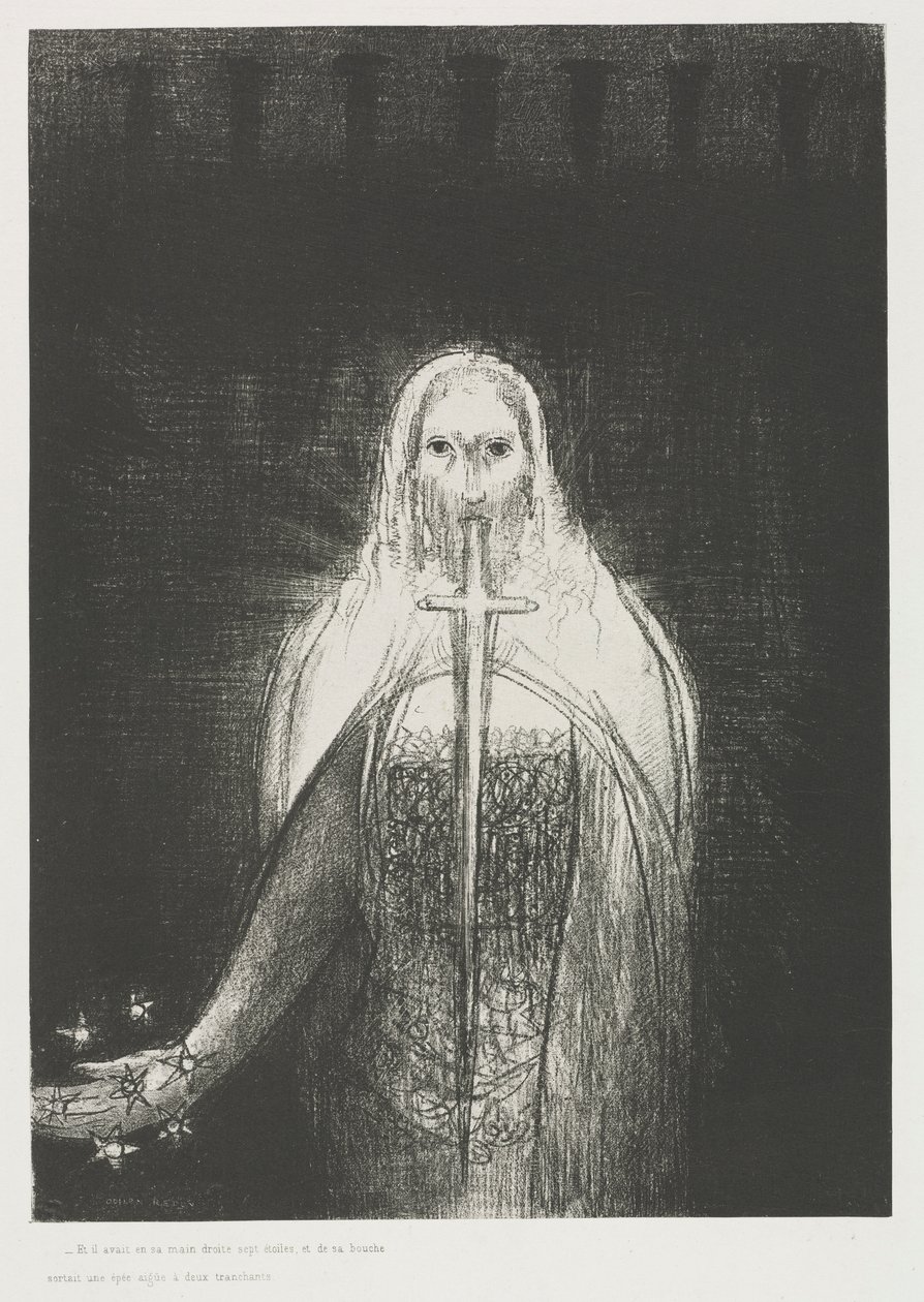 And He Had in His Right Hand Seven Stars; and Out of His Mouth Went a Sharp Two-Edged Sword by Odilon Redon