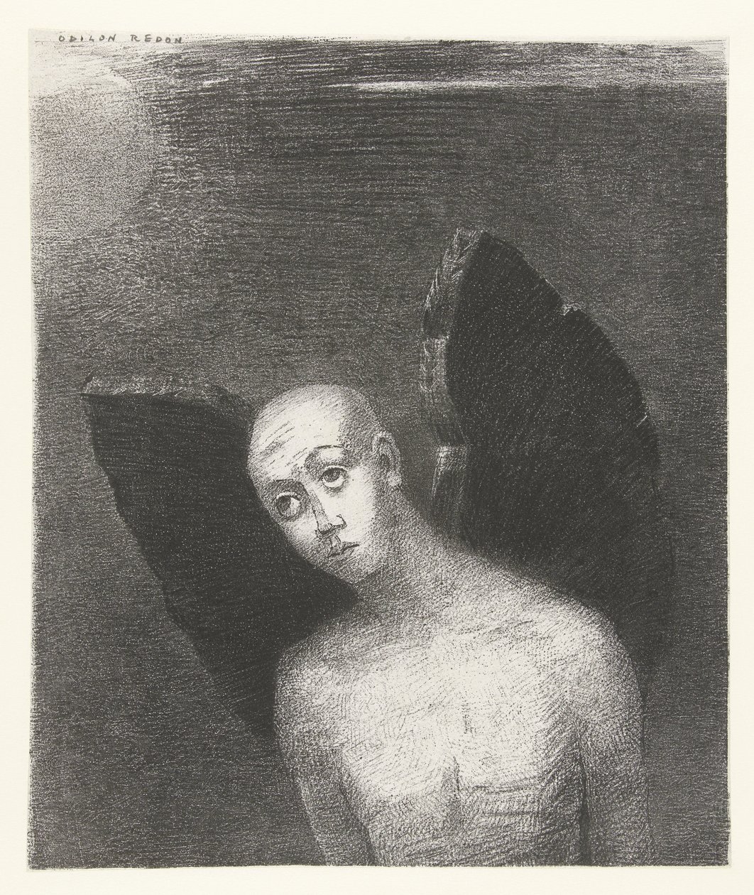 The Fallen Angel Spreads His Black Wings by Odilon Redon
