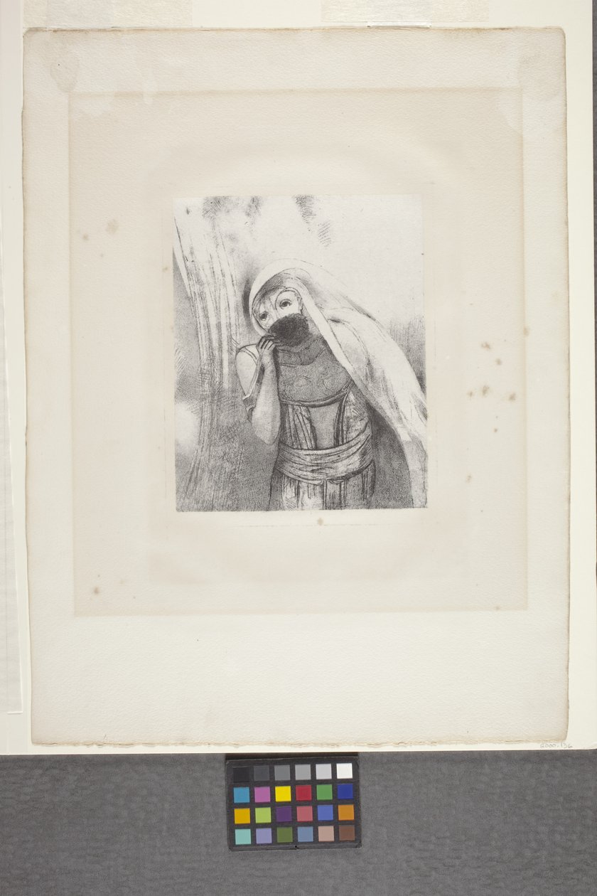 She Pulls From Her Chest A Completely Black Sponge... by Odilon Redon