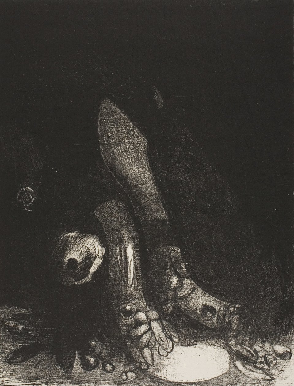 Flowers Fall and the Head of a Python Appears, Plate 5 of 24 by Odilon Redon