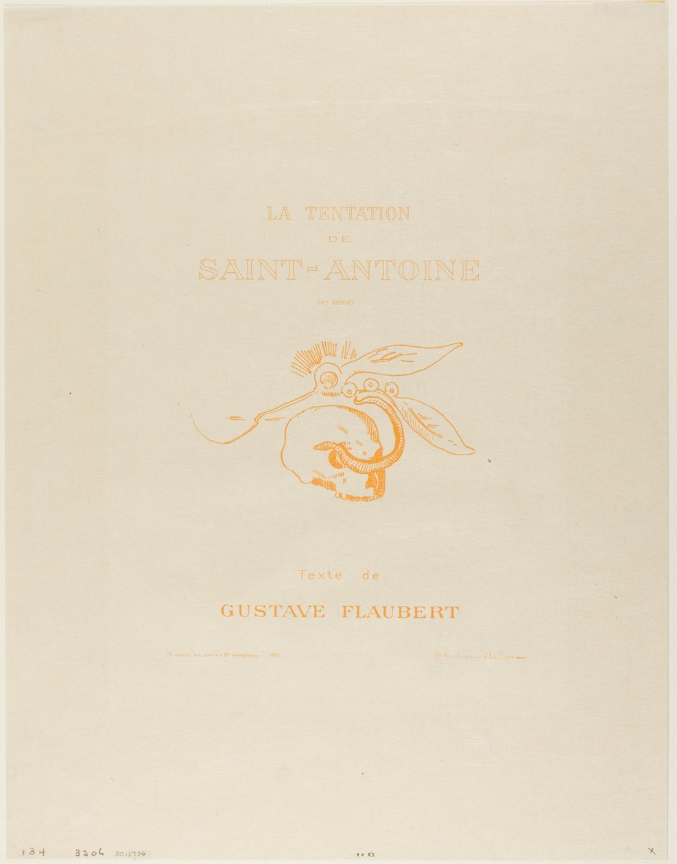 Frontispiece/Title Plate for the Tentation de St. Antoine by Odilon Redon