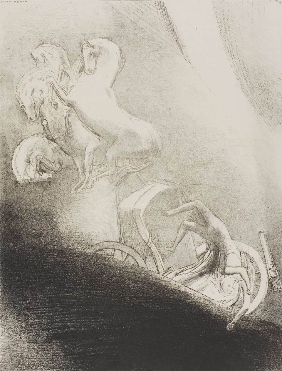He Falls Head Foremost Into the Abyss, Plate 17 of 24 by Odilon Redon