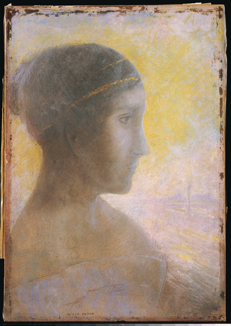 Head of a Young Woman in Profile by Odilon Redon