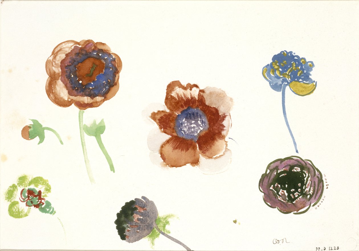 Eight Studies of Flowers by Odilon Redon