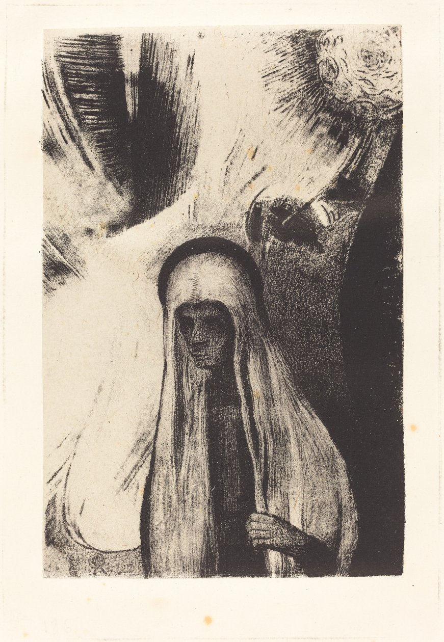 The Old Woman: What Are You Afraid Of? A Wide Black Hole! It Is Empty, Perhaps! by Odilon Redon
