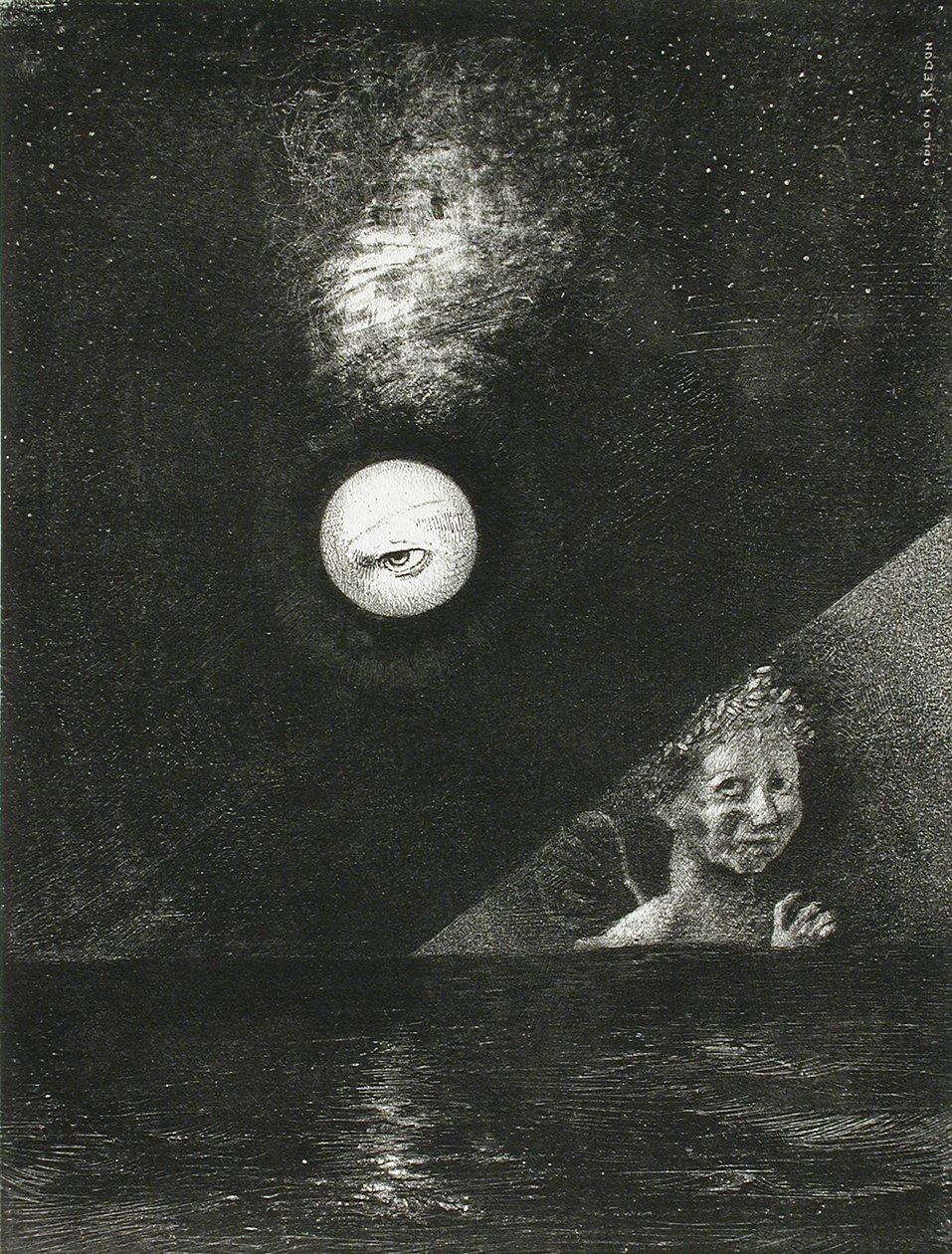 On the Horizon, the Angel of Certitude, and in the Dark Sky, a Questioning Glance. Series: For Edgar by Odilon Redon