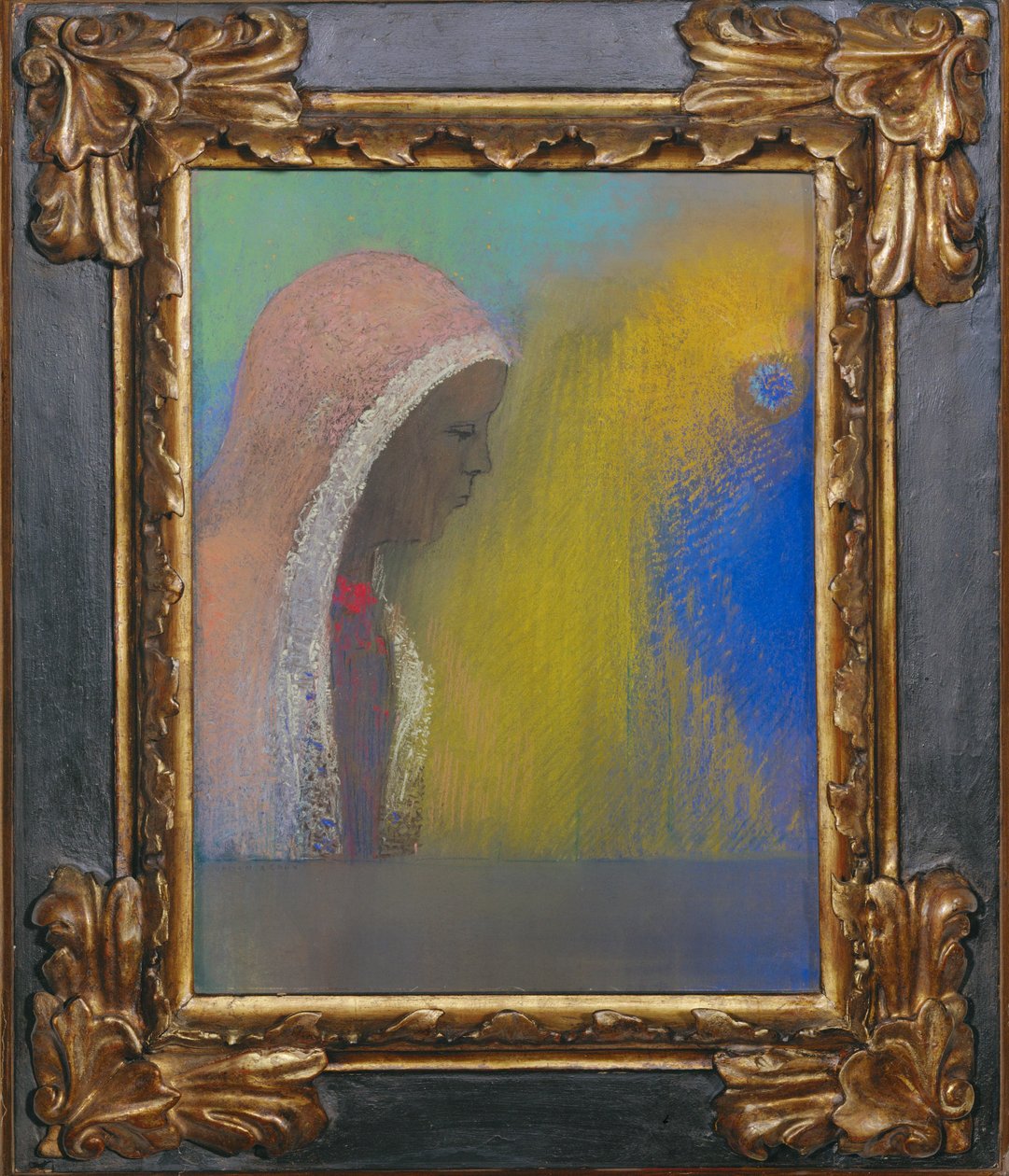 Profile of a Woman with Pink Veil by Odilon Redon