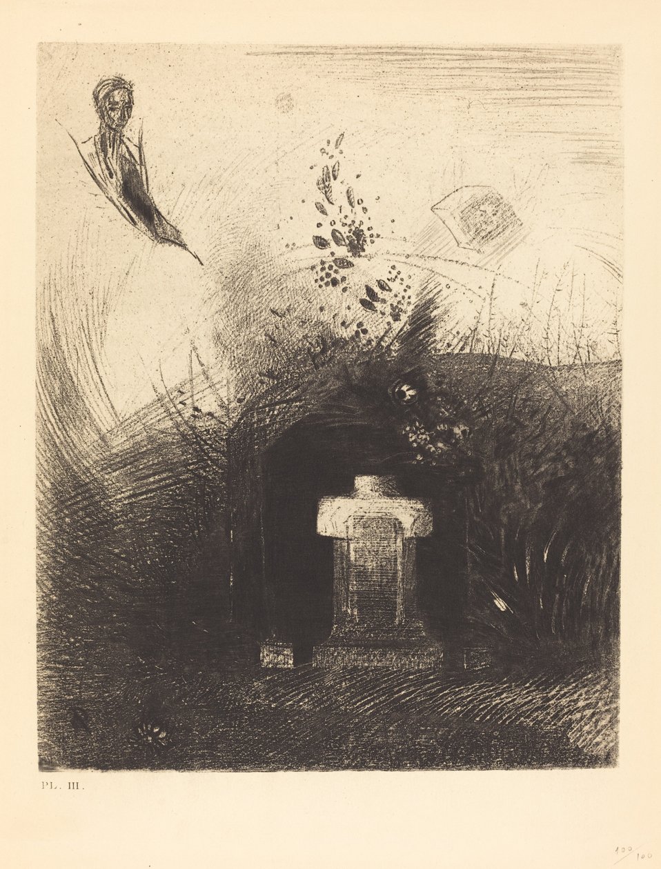 If on a Close Dark Night a Good Christian, out of Charity, behind Some Old Ruin, Buries Your Arched Body by Odilon Redon