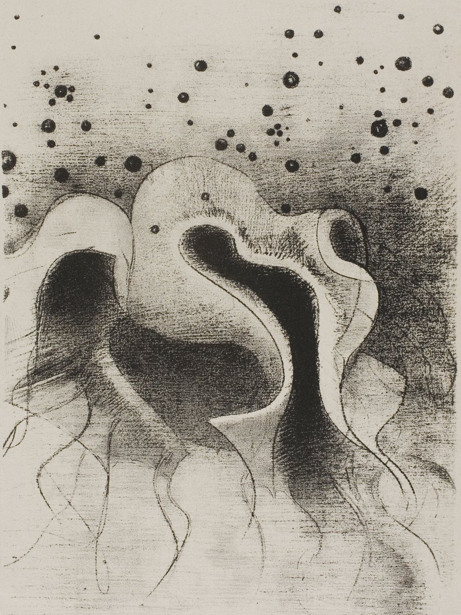 The Beasts of the Sea, Round Like Leather Bottles (plate 22 of 24) by Odilon Redon