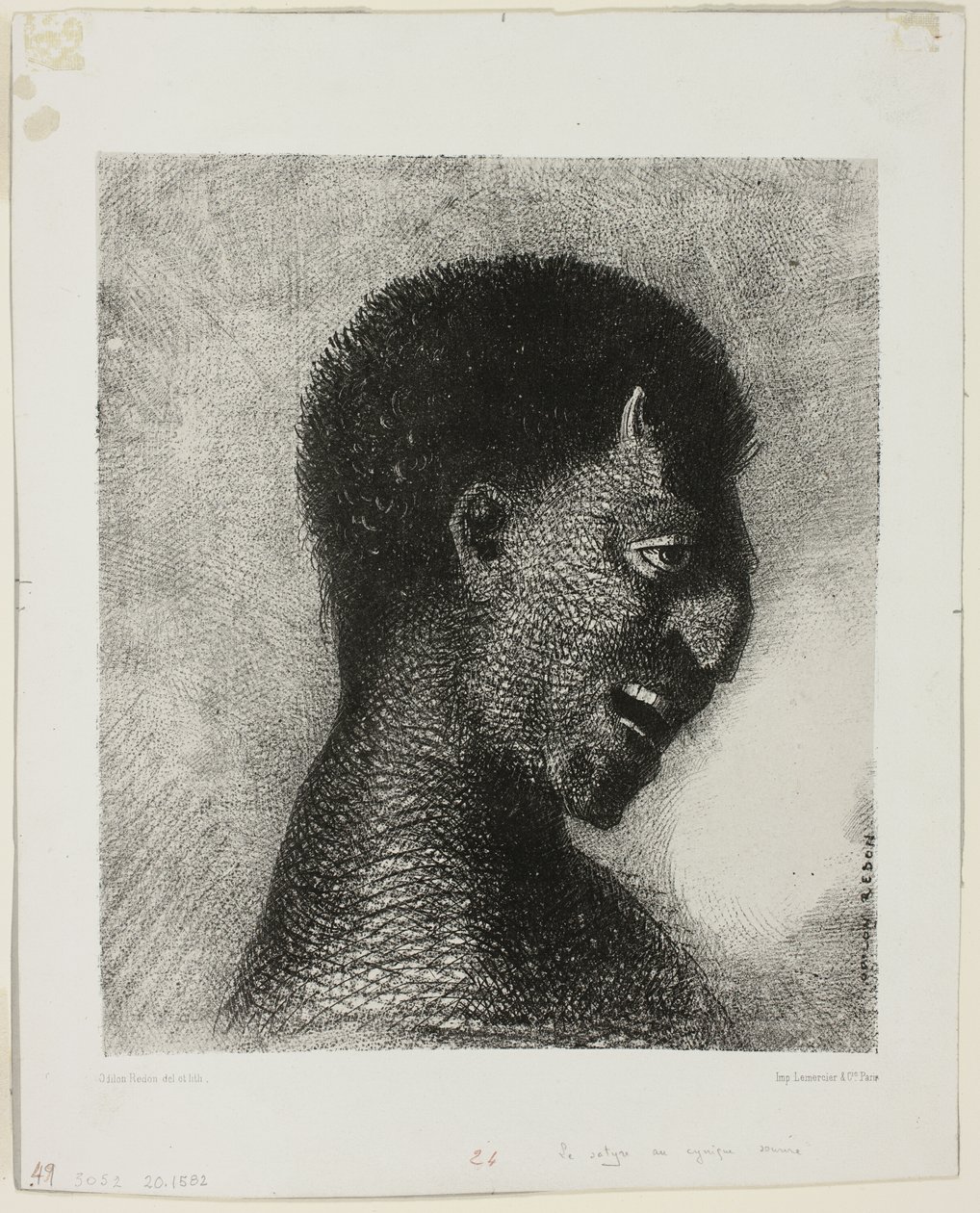 The Satyr with the Cynical Smile, plate 5 of 8 from Les Origines by Odilon Redon