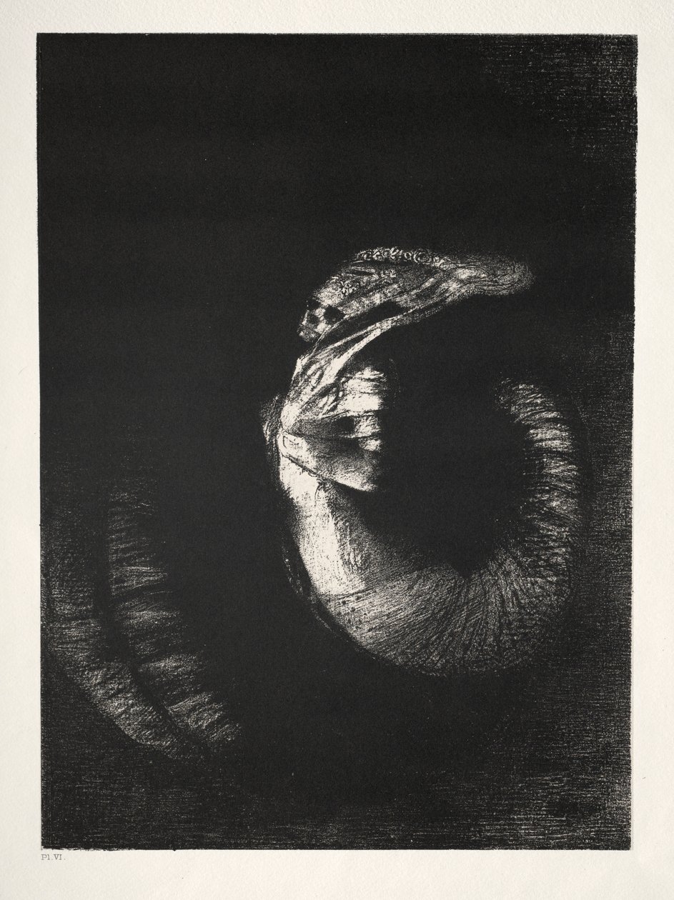 The Temptation of Saint Anthony First Series: It Is a Skull Wreathed with Roses..., 1888 by Odilon Redon