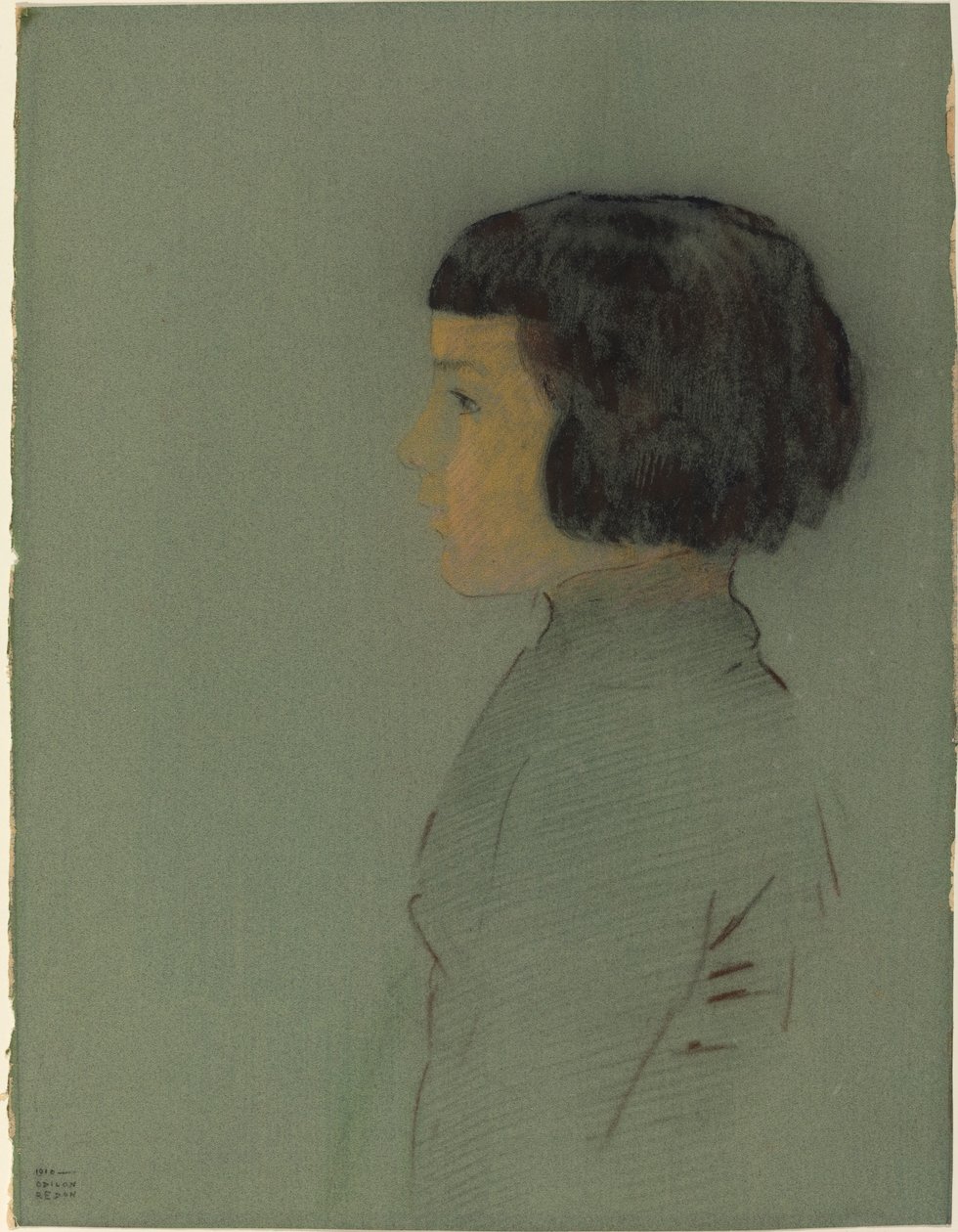 Young Woman in Profile by Odilon Redon