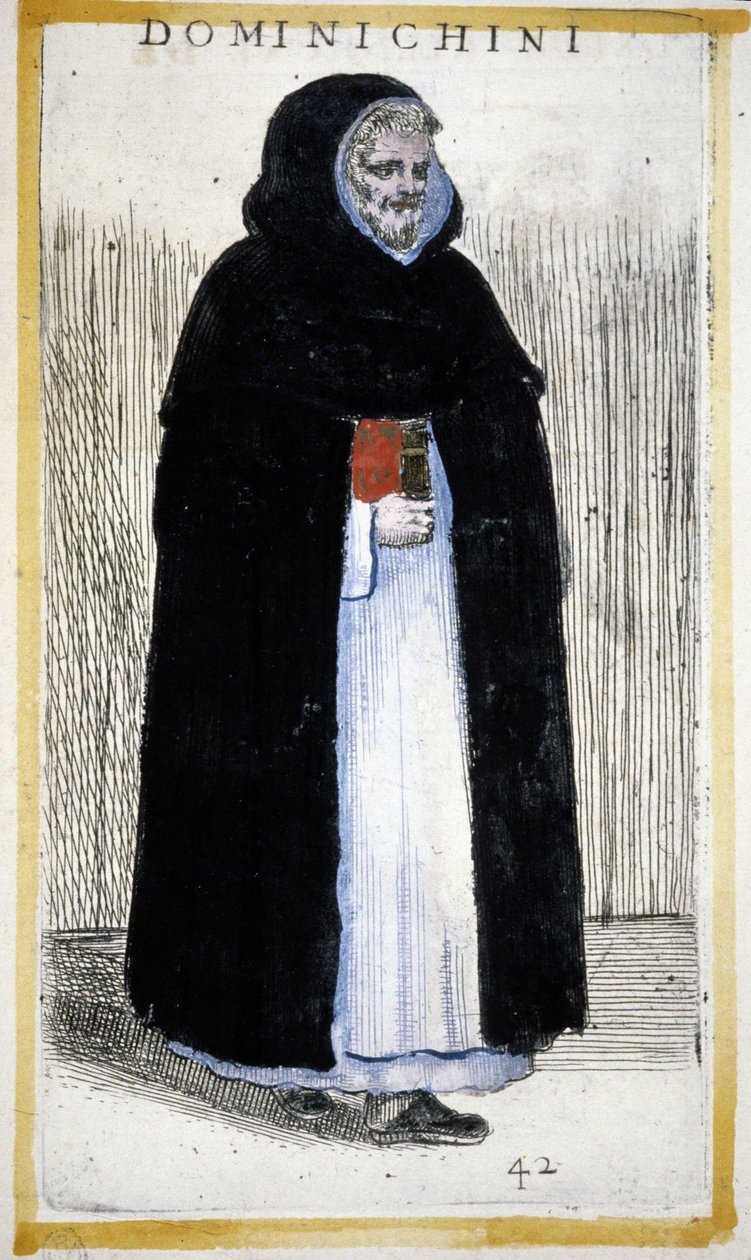 Religious Order: A Dominican Monk. Engraving by O. Fialetti. 16th Century by Odoardo Fialetti