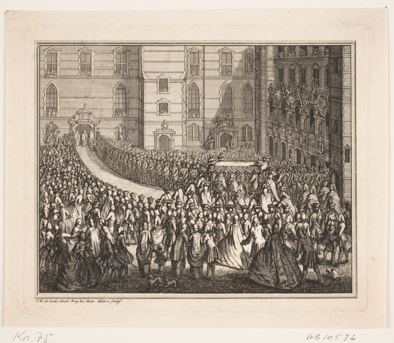 King Frederick V in Procession to the Anointing Ceremony at Frederiksborg Castle Church. Illustration for Frederick IV