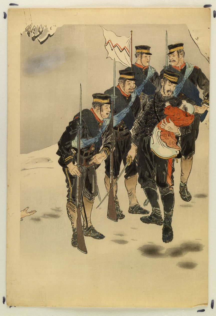 Captain Higuchi with a Chinese Infant by Ogata Gekko