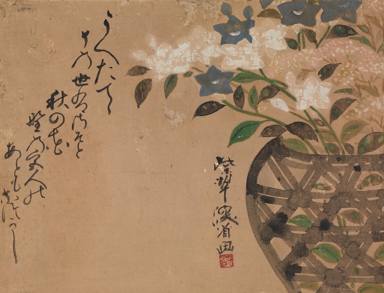 Bellflowers in Basket by Ogata Kenzan