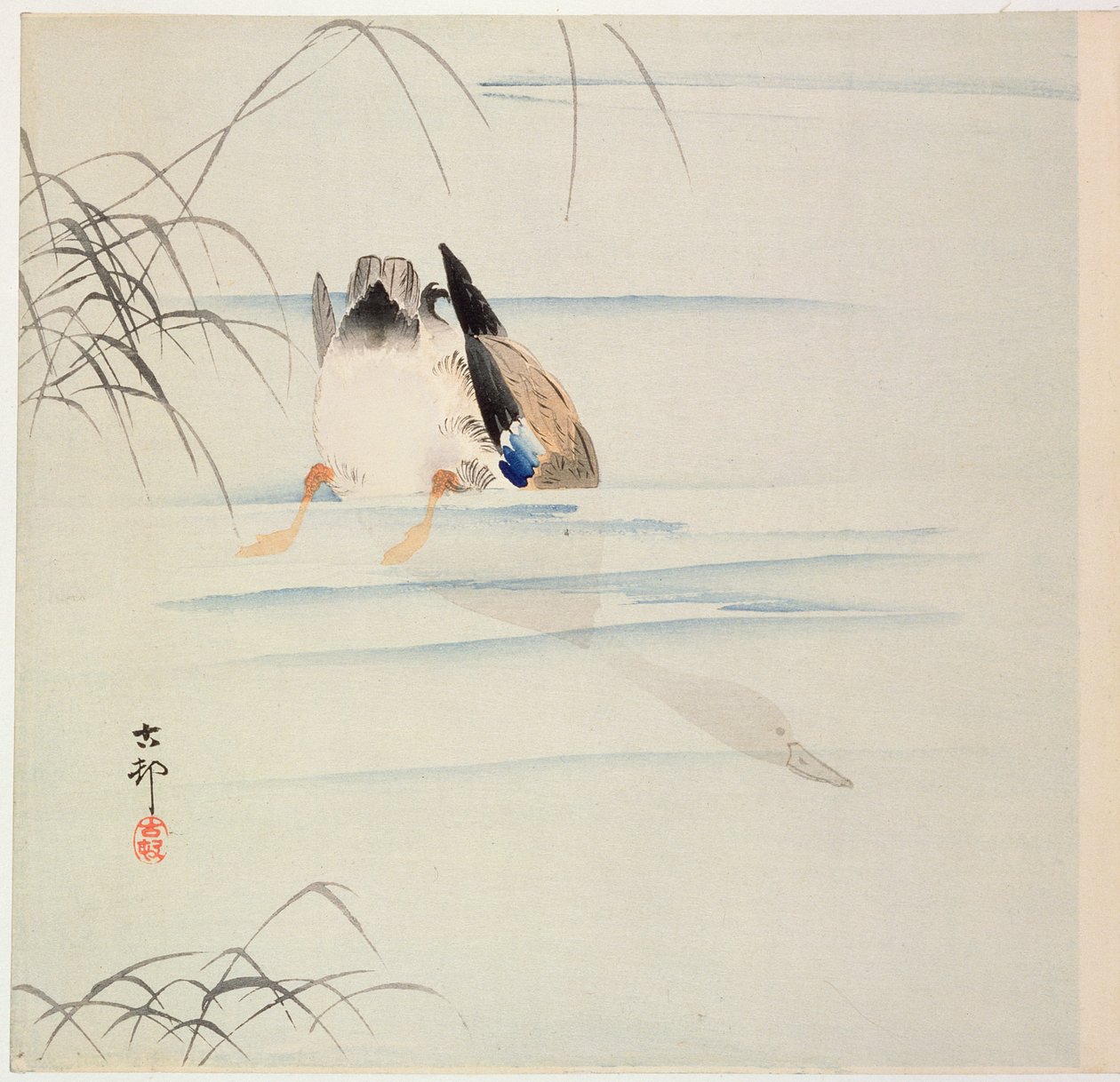 Duck Diving, c. early 1900s by Ohara Koson