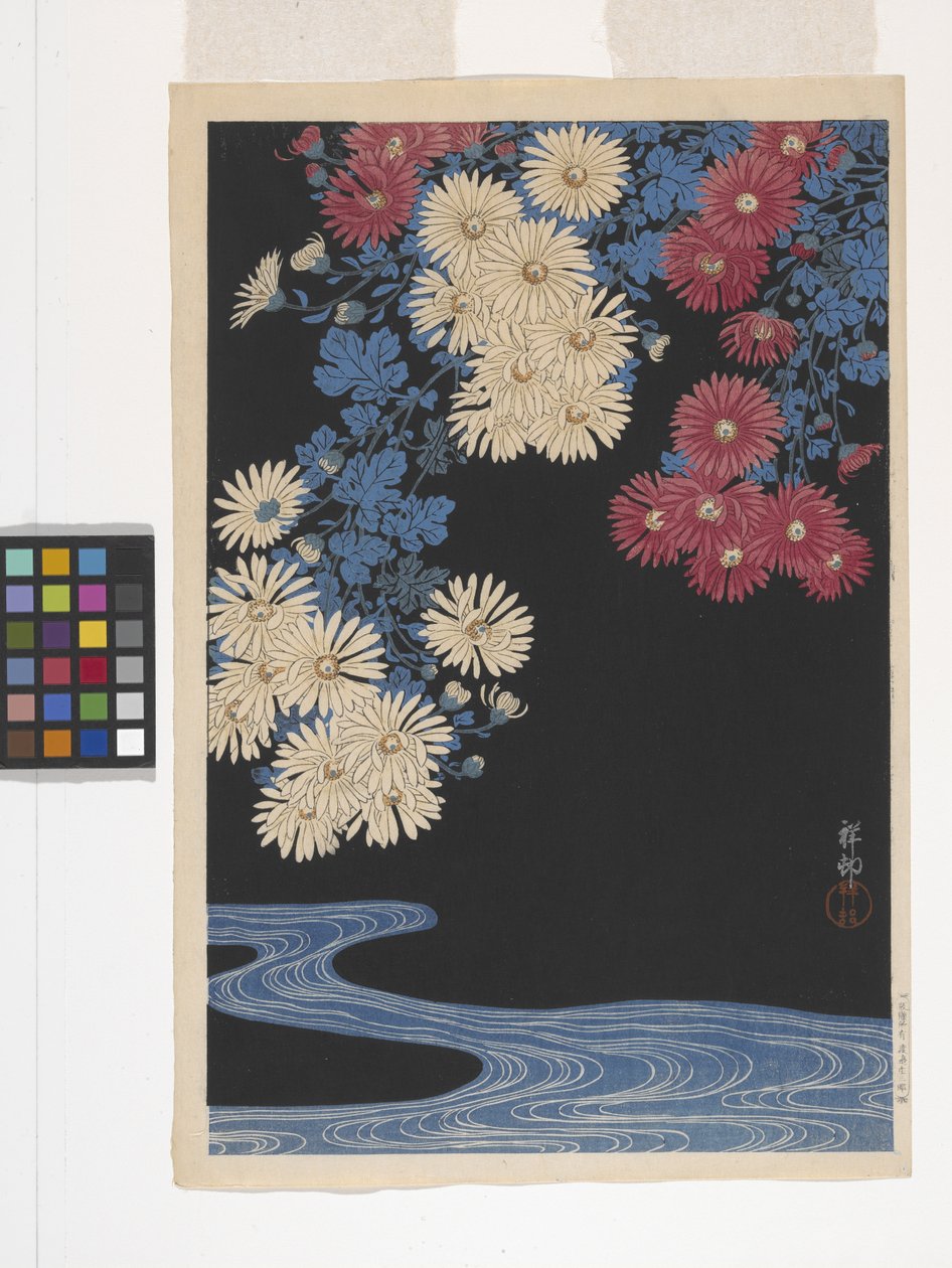 Chrysanthemums And Stream by Ohara Koson