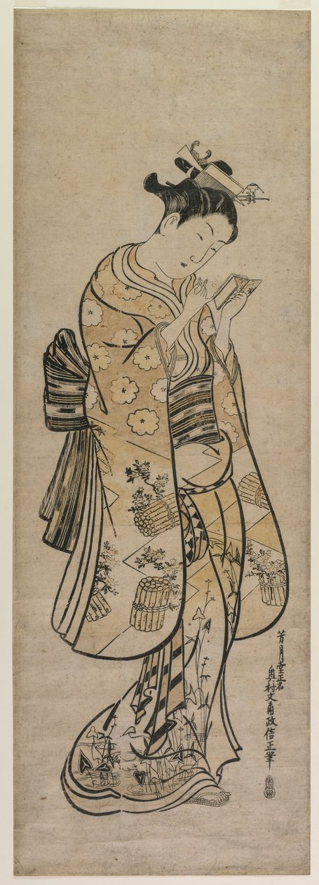 A Beauty with a Mirror by Okumura Masanobu