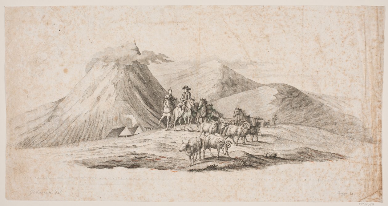 Icelandic Landscape with Sheep and Riders by Oluf Olufsen Bagge