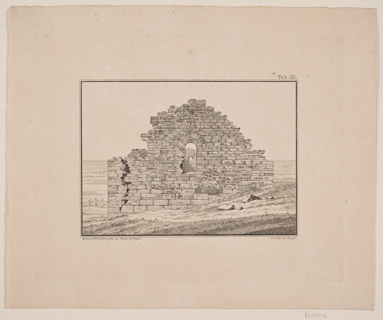 Church Ruin in Greenland. Illustration for W.A. Graah. Expedition to the East Coast of Greenland by Oluf Olufsen Bagge